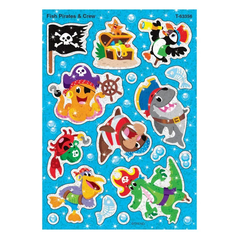 Fish Pirates & Crew Sparkle Stickers&reg;, 32 Count