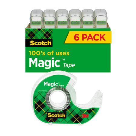 Magic Tape, 3/4" x 650", Pack of 6