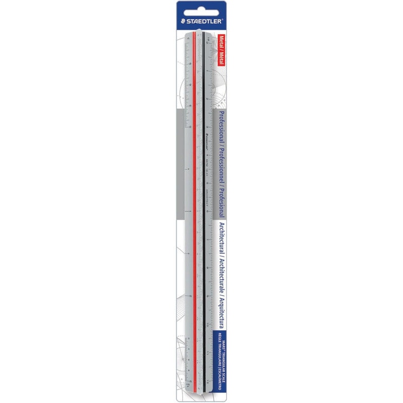 Professional Architectural Triangular Scale Ruler, 12 in, Metal