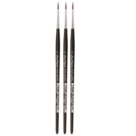 TOP-ACRYL Red-Brown Brush, Synthetic, Acrylic & Oil, Round, Series 7785K, Size 1, Pack of 3