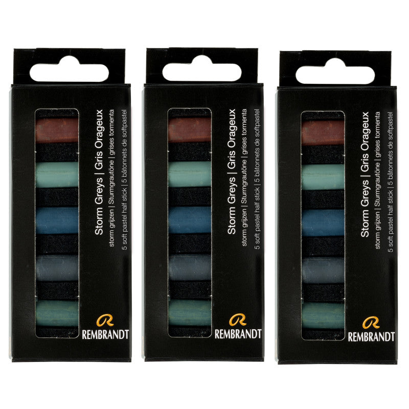 Soft Pastels Micro Sets, Storm Greys Per Set, 5 Half Sticks, 3 Sets