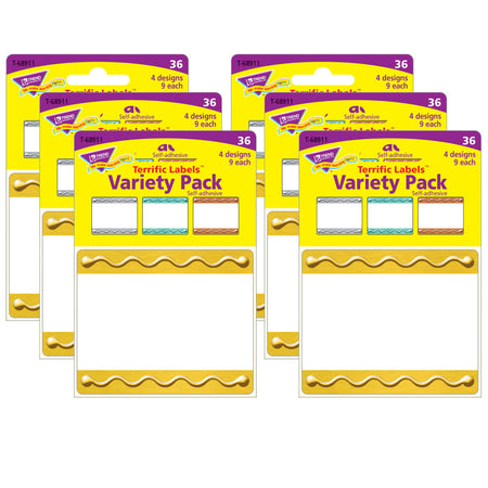 I &hearts; Metal&trade; Embossed Terrific Labels&trade; Variety Pack, 36 Per Pack, 6 Packs