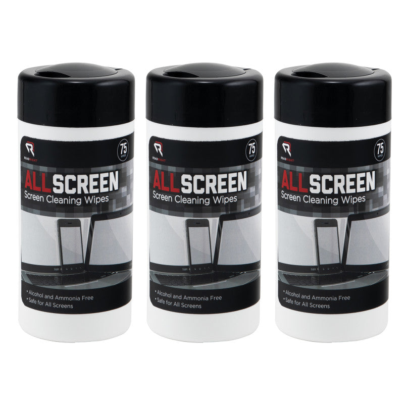 AllScreen Screen Cleaning Wipes, 75 Per Tub, 3 Tubs