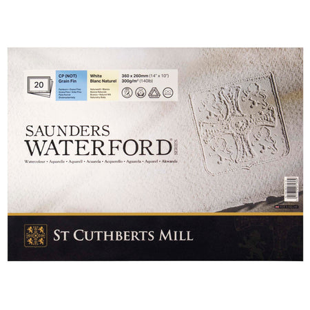 Saunders Waterford Watercolor Block, Cold Pressed, White, 140lb/300gsm, 20 Sheet, 14x10 inch, 1 Count