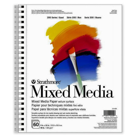200 Series Mixed Media Pad, 60 Sheet, 9x12 inch, 1 Count