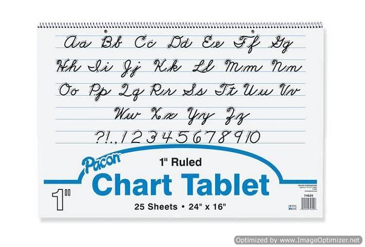 Chart Tablet, Cursive Cover, 1" Ruled, 24" x 16", 25 Sheets
