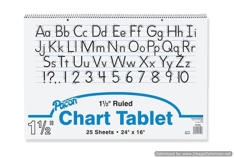 Chart Tablet, Manuscript Cover, 1-1/2" Ruled, 24" x 16", 25 Sheets