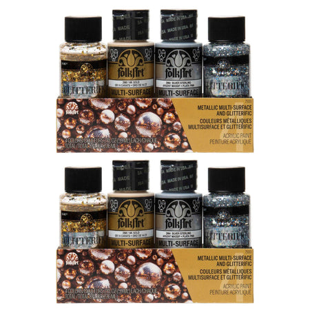 Multi-Surface Acrylic Paint Set, 2oz., Glitterific Dazzle, 4 Per Set, 2 Sets