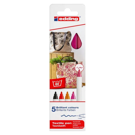 4600 Series Textile Pen, Warm Colors, Set of 5