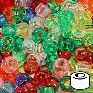 1 lb Big Value Pony Beads Acrylic Transparent Colors, 6 x 9mm, (21218)