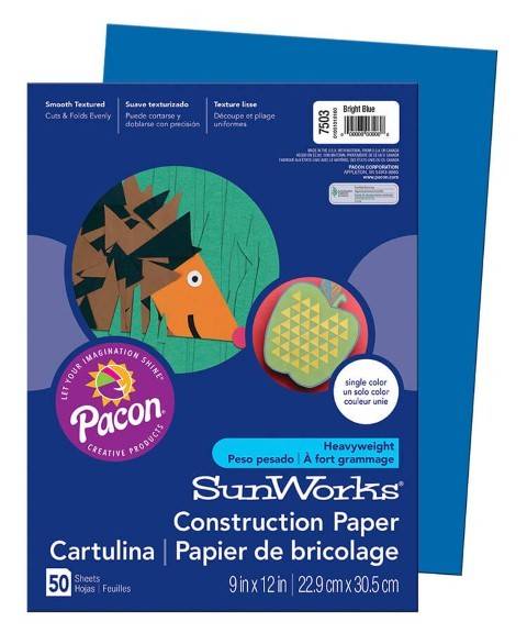 PRANG® Construction Paper 9" x 12" 50 Sheets Per Pack Medium Weight Bright Blue