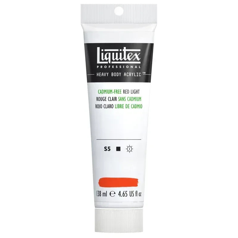 Professional Heavy Body Acrylic Paint, 138 mL Tube, Cadmium Free Red Light