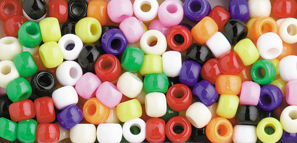 1 lb Big Value Pony Beads Acrylic Opaque Multi Colors, 6 x 9mm, (21215) - Gramco School Supplies