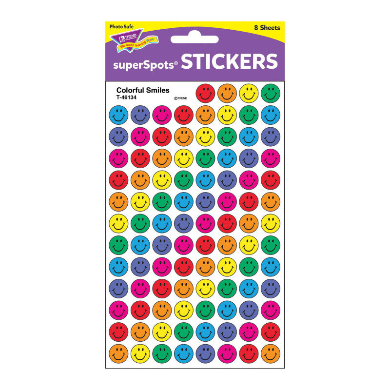 Colorful Smiles superSpotsÂ® Stickers, 800 ct