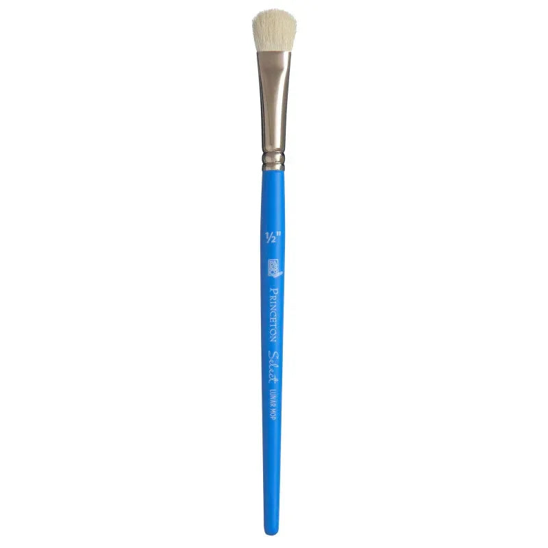 Select Artiste Lunar Mop Brush, Natural Bristles, Short Handle Mixed Media Paintbrush, Jewel Blue, Size 1/2 inch, 1 Count
