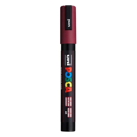 uni® POSCA PC-5M Water-Based Paint Markers, Reversible Medium Tip (1.8-2.5mm), Red Wine