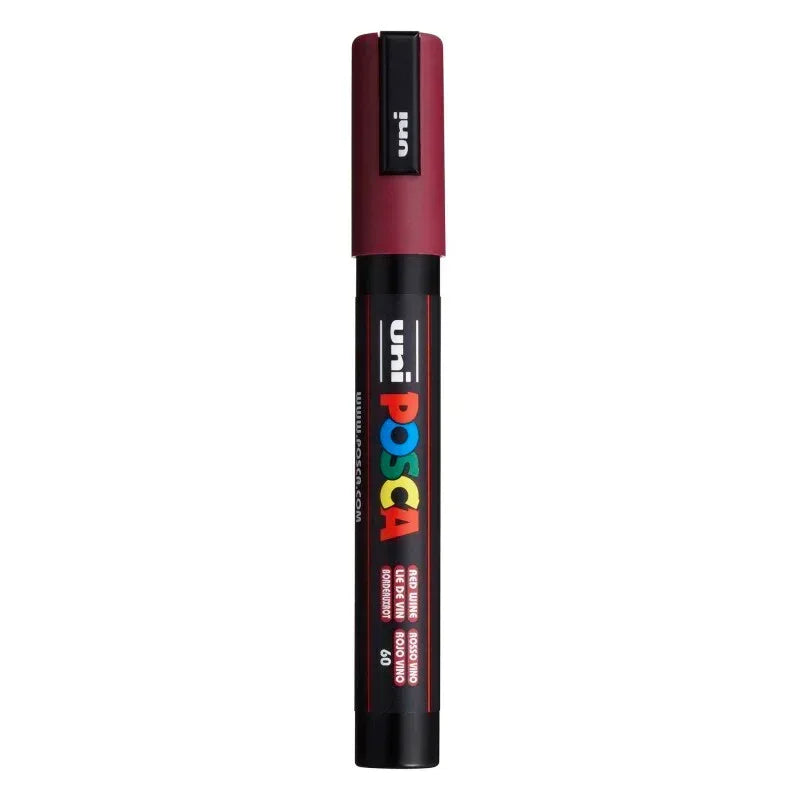 uni® POSCA PC-5M Water-Based Paint Markers, Reversible Medium Tip (1.8-2.5mm), Red Wine