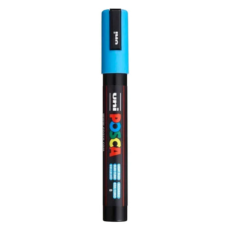 uni® POSCA PC-5M Water-Based Paint Markers, Reversible Medium Tip (1.8-2.5mm), Light Blue