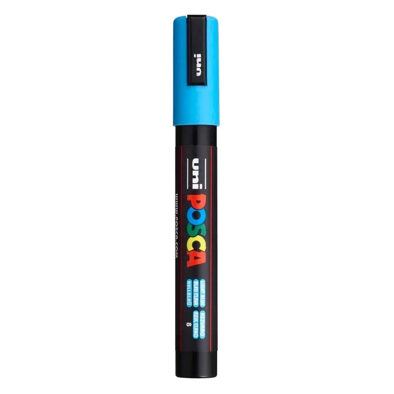 uni® POSCA PC-5M Water-Based Paint Markers, Reversible Medium Tip (1.8-2.5mm), Light Blue