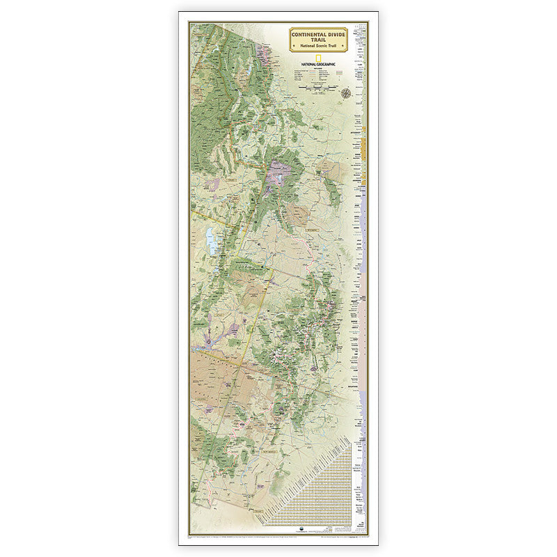 Continental Divide Trail Map, In Gift Box, 18" x 48"