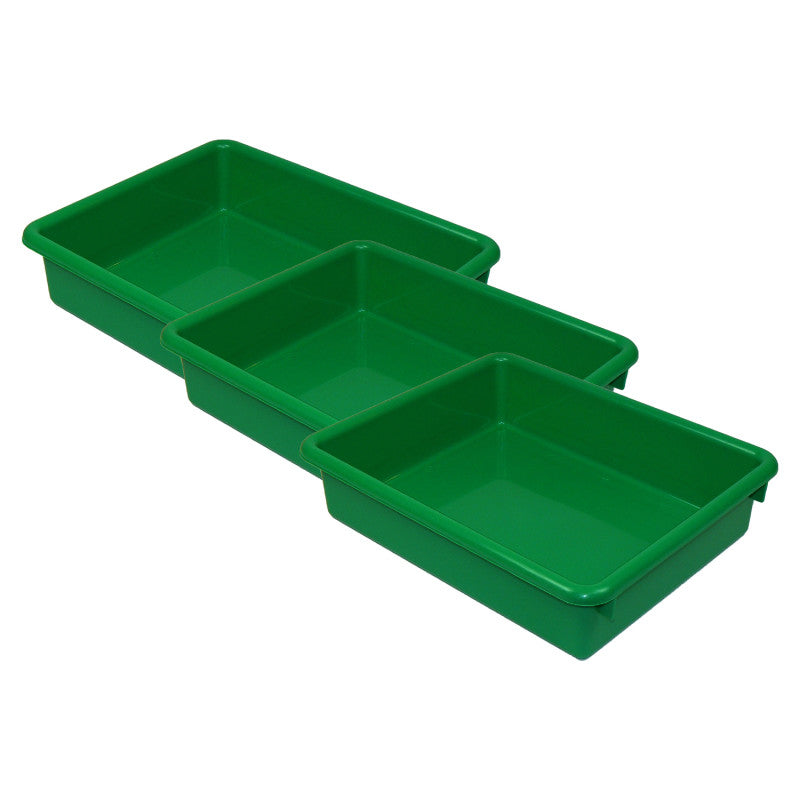 Stowaway&reg; 3" Letter Tray no Lid, Green, Pack of 3