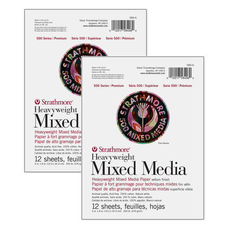 500 Series Mixed Media Pad, 12 Sheet, 6x8 inch, Pack of 2
