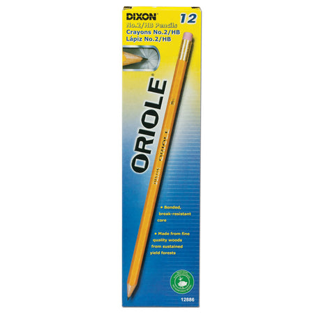Oriole&reg; Wood-Cased Pencils, #2 HB Soft, Pre-Sharpened, Yellow, 12 Count