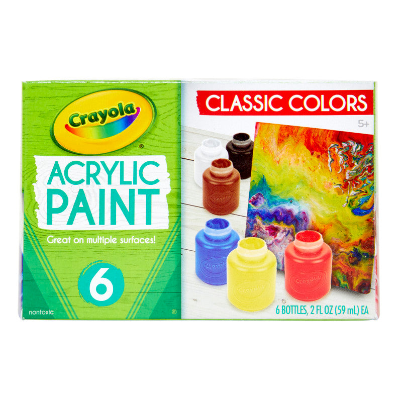 Acrylic Paint Set, 2 oz Bottles, 6 Colors