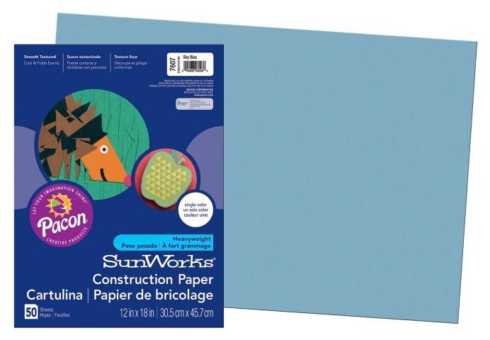 Pacon Construction Paper 12" x 18" 50 Sheets Per Pack Sky Blue