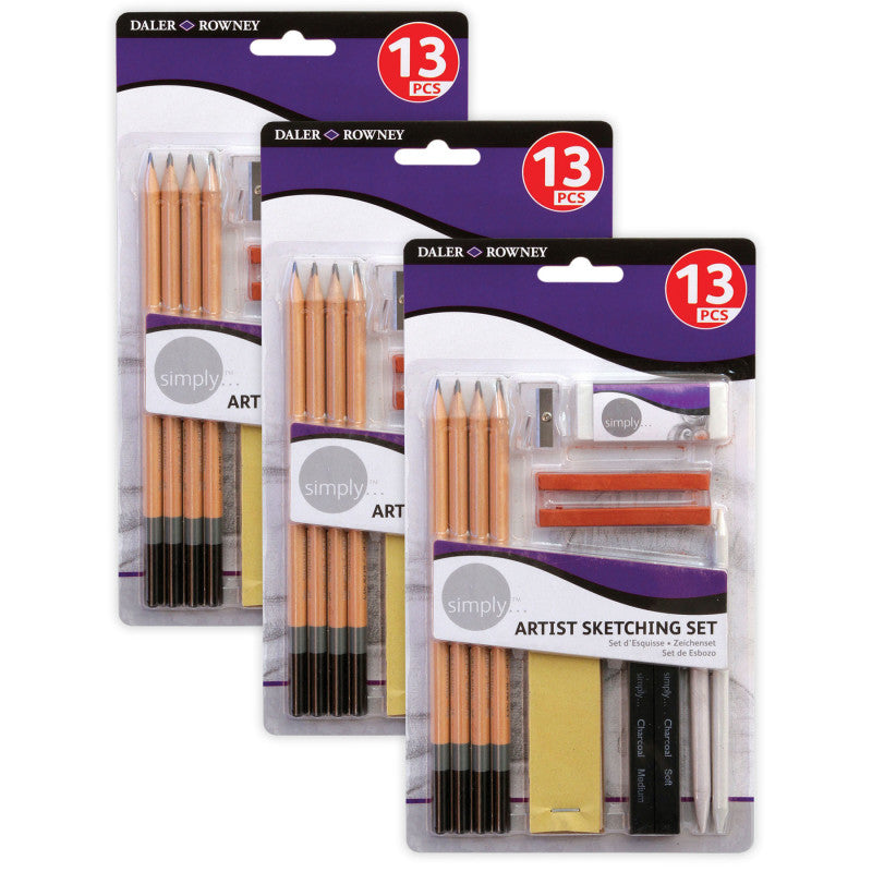 Simply... Sketching Pencils Set, 13 Per Set, 3 Sets