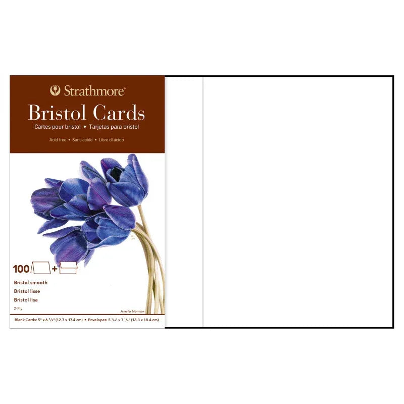 400 Series Bristol Cards & Envelopes, Full Size, 5x6.875 inch, Pack of 100