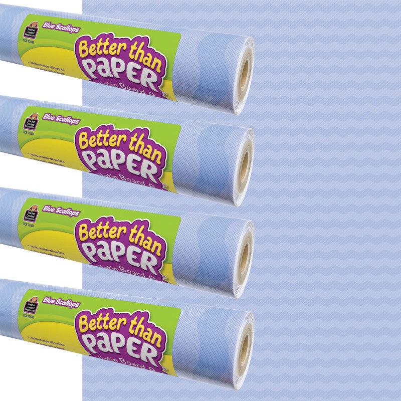 Blue Scallops Better Than PaperÂ® Bulletin Board Roll, 4 ft x 12 ft, 4-Pack