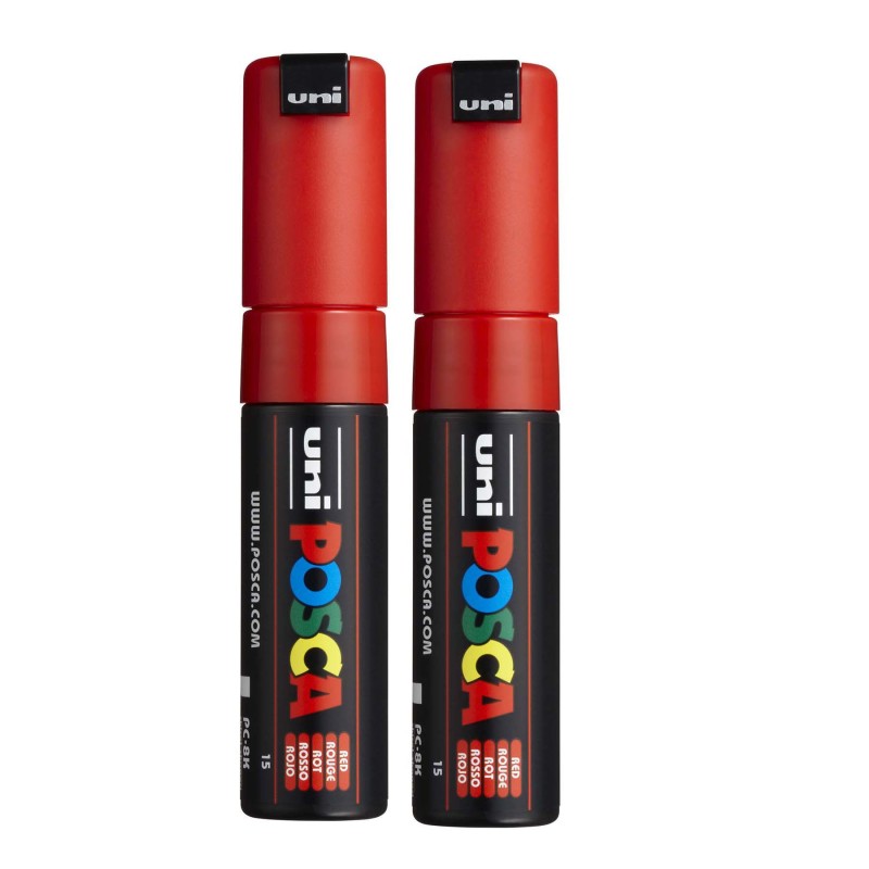 PC-8K Paint Markers, Broad Chisel Tip (8 mm), Red, Pack of 2