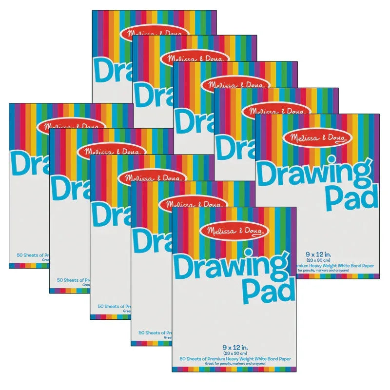 Drawing Pad, 9" x 12", White, 50 Sheets, Pack of 10