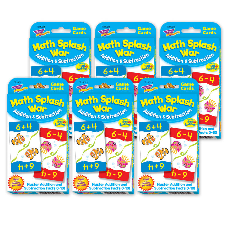Math Splash War Addition & Subtraction Challenge Cards&reg;, 6 Packs