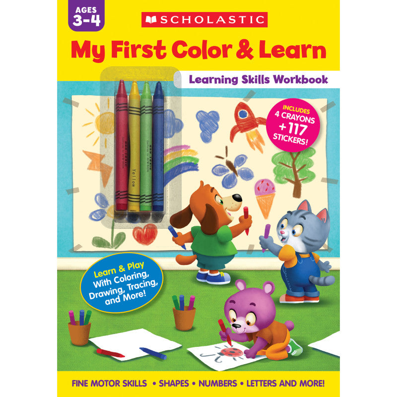 My First Color & Learn Learning Skills Workbook, Stickers & Crayons Included