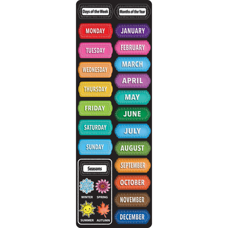 Smart Poly&trade;, The Original Fun Mat&trade;, Mat Runner, 15.5" x 47", Days, Months, Seasons, Chalk Loop