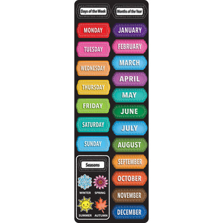 Smart Poly&trade;, The Original Fun Mat&trade;, Mat Runner, 15.5" x 47", Days, Months, Seasons, Chalk Loop