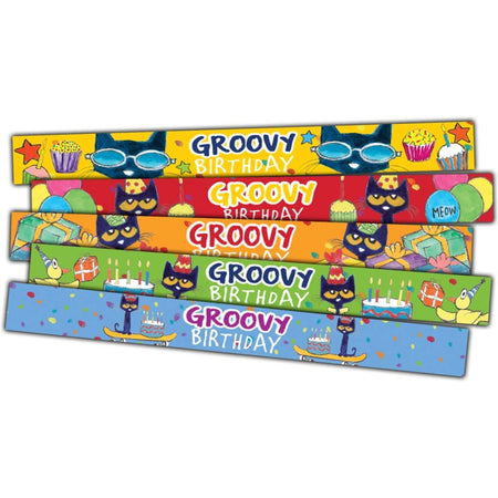 Pete the Cat&reg; Groovy Birthday Slap Bracelets, Pack of 10