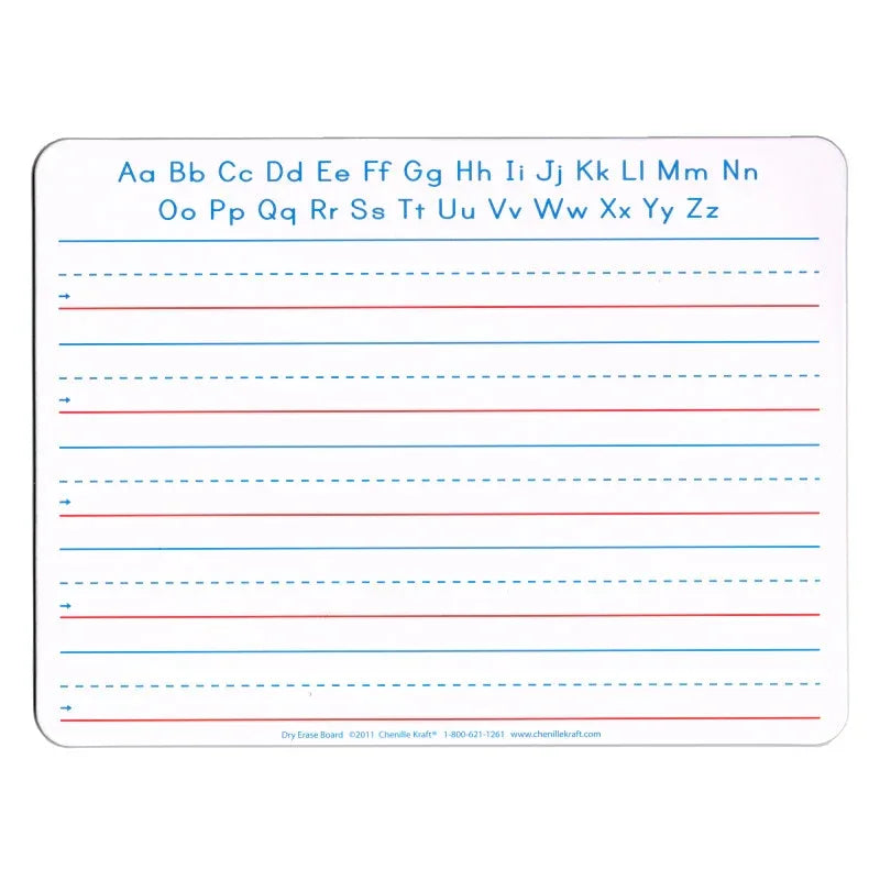 Handwriting Whiteboard, 2-Sided, Ruled/Plain, 1" x 1/2" x 1/2" Ruled, 9" x 12", 10 Boards