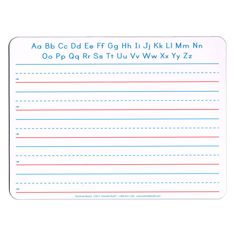 Handwriting Whiteboard, 2-Sided, Ruled/Plain, 1" x 1/2" x 1/2" Ruled, 9" x 12", 10 Boards