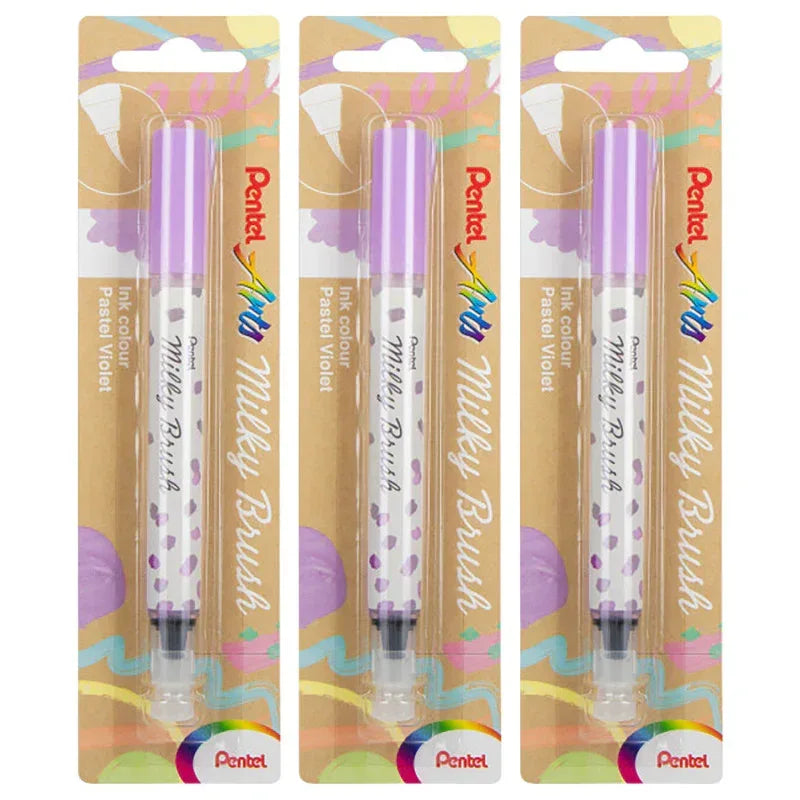 Milky Brush Pen, Pastel Violet Ink, Pack of 3