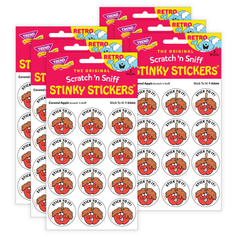 Stick To It!/ Caramel Apple Scent Stickers, 24 Per Pack, 6 Packs