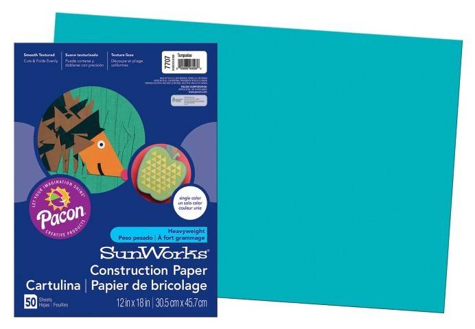 Pacon Construction Paper 12" x 18" 50 Sheets Per Pack Turquoise