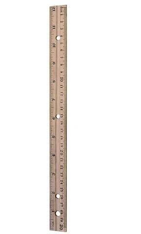 Metric/Inch Combination Wood Ruler, 12 Inch