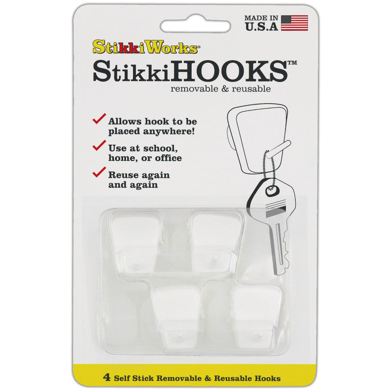 StikkiHOOKS&reg;, White, Pack of 4