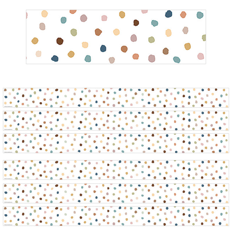 Everyone is Welcome Painted Dots Straight Border Trim, 35 Feet Per Pack, 6 Packs