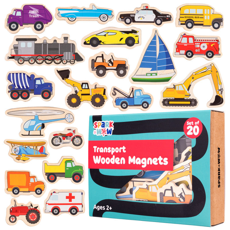 Wooden Magnets - Transport - Set of 20