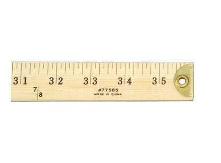 Metal Edged Yardstick Ruler, Natural Wood, 36 Inches