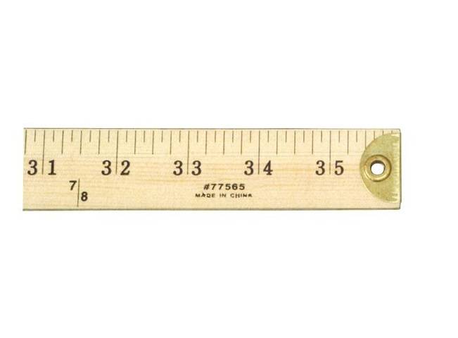 Metal Edged Yardstick Ruler, Natural Wood, 36 Inches